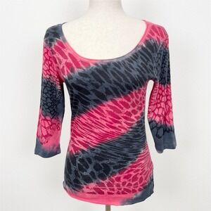 Glima Top Womens Small Red Black Geometric Abstract Goth Fairy Grunge Y2K USA